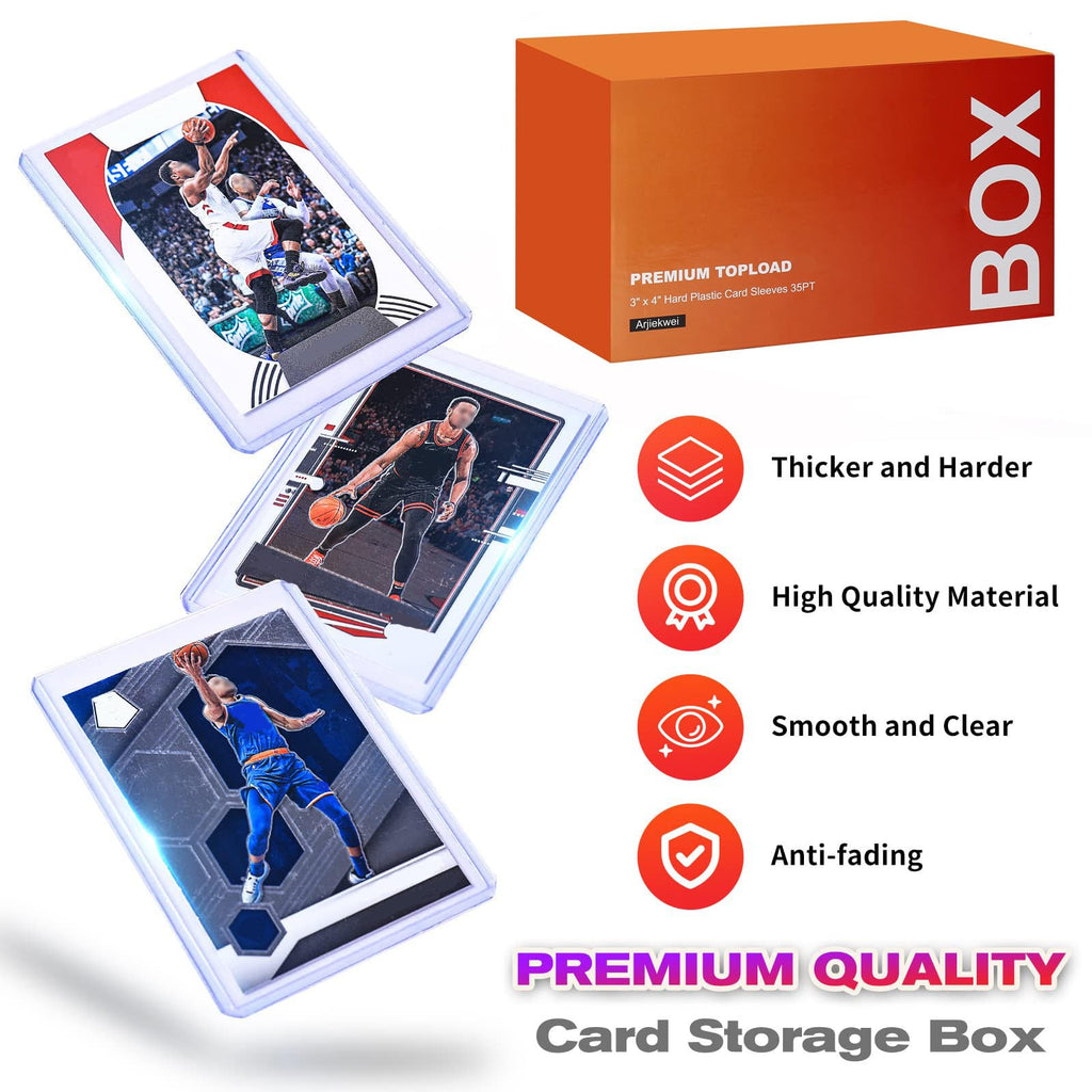 Arjiekwei 3"X4" Card Sleeves Top Loads for Cards, Baseball Card Protectors Hard Plastic, Premium Toploads for Trading Cards, Card Holder for Sports Football Game Cards (100 Hard Sleeves)