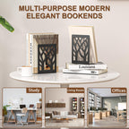 4-Piece Modern Metal Bookends for Shelves, Black Tree Book Ends for Books, Decorative Book Organizer for Desk, Non-Skid Shelve Bookends for Home Office