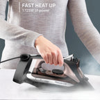 Rowenta, Iron, Access Stainless Steel Soleplate Steam Iron with Retractable Cord, Powerful Steam Diffusion, Auto-off, Anti-Drip, 1725 Watts, Ironing, Black Clothes Iron, DW2459