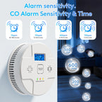 6 Packs,2 in 1 Technology, Smoke,Carbon Monoxide Detector, Co Alarm,85db Alert,LCD Readout,3 Color LED Indication,(Green Light Blinking at Work), with 3 AA Batteries,Easy Install,for Home and Kitchen
