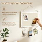 Bulletin Boards with Linen 1-Pack 16''X 12'' Double-Sided Cork Board for Walls Wood Framed Bulletin Boards, Small Pin Board for Home Kitchen Office Decorative Hanging 10 Pushpins