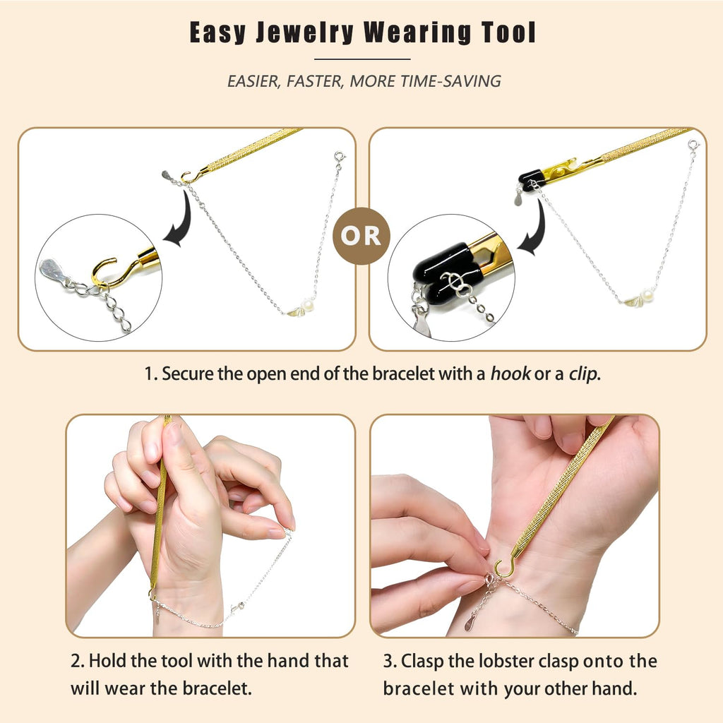 ChangWanna Bracelet Helper Tool Hook - Pretty Bracelet Helper to Put on Yourself, Easy Jewelry Wearing Tool Aid Assistance, Metal Bracelet Buddy Fastening Helper Fastener Necklace Clasp Helper Elderly