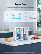 AstroAI Mini Fridge 2.0 Gen, 6 Liter/8 Cans Makeup Skincare Fridge 110V AC/ 12V DC Portable Thermoelectric Cooler and Warmer Little Tiny Fridge for Bedroom, Cosmetics, Christmas (Beige)