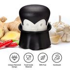 OTOTO Gracula Garlic Crusher, Garlic Peeler, Also for Ginger, Nuts, Chili, Herbs - Twist Top Mincer & Easy Squeeze Manual Press Peeler, Goth Gifts
