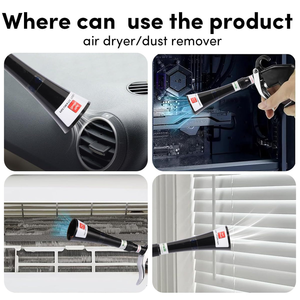 Tornado Air Blow Gun for Car Detailing - High Pressure Dry Cleaning Gun with Brass Nozzle, Quickly Blasts Dust & Dirt, Works with Air Compressor