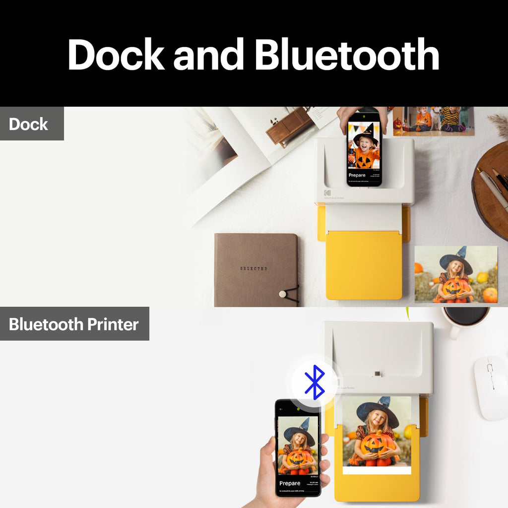 KODAK Dock Plus 4PASS Instant Photo Printer (4x6 inches) + 90 Sheets Bundle (10 Initial Sheets + 80 Sheet Pack)