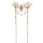 FRESHME Renaissance Butterfly Elf Fairy Crown - Fairy Headband with Pink Butterfly Wings Elf Headpiece with Tassel Elven Tiara Wedding Renfaire Dress Up Cosplay Christmas Accessories for Women