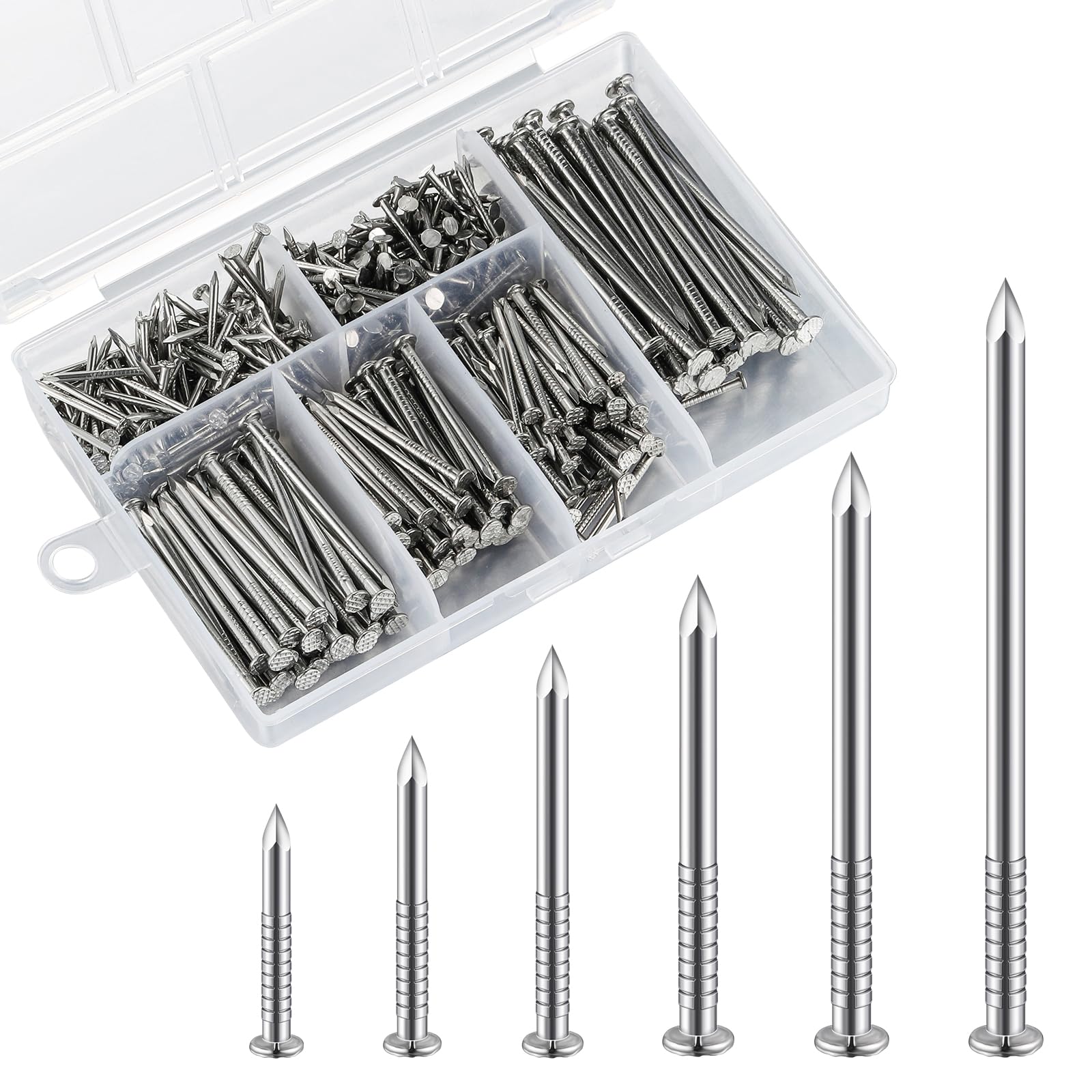 430pcs Stainless Steel 304 Nails Kit, Hanging Nails Kit, Wall Nails Kit, Dowels Kit, Long Nails Kit