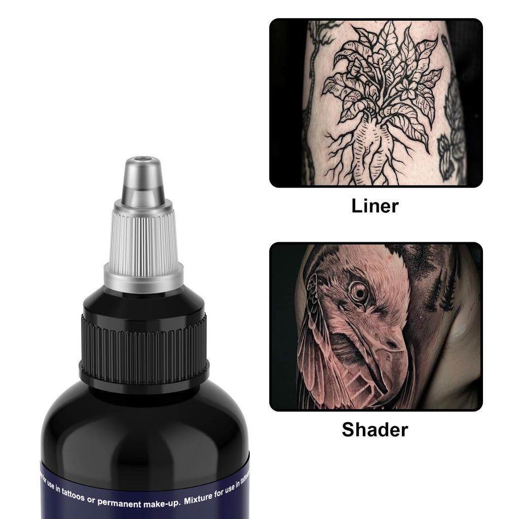Nazzor Tattoo Professional Ink Black Tattoo Pigment for Shading and Lining 4oz (120ml) TI302-120-019