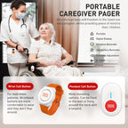 CallToU Wireless Caregiver Pager Portable Alarms for Elderly Wrist Call Button Caregiver Alert Paging System Vibrate Pager with Digital Display Nurse Call Bell Help Button, Alert Button for Seniors