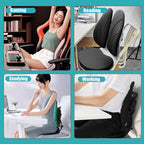 YOOBEBEST Ergonomic Chair Back Support,Lumbar Support for Improves Posture and Relieves Back Pain,Perfect for Office Chair,Gaming,Home-Work,Foldable and Adjustable,Washable Seat Cushion Cover.(Black)