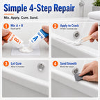 Tub Repair Kit White, Tub Chip and Bathtub Repair Kit for Enamel, Fiberglass, Acrylic, Porcelain, Patch and Repairs Chips, Crack, Scratches, Rust, Holes on Tubs, Toilet, Sink, Shower, Tray in Bathroom