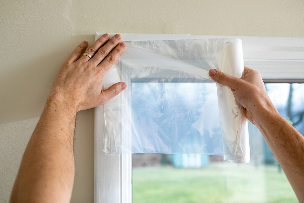 Duck MAX Strength Window Insulation Kit, Winter Window Seal Kit Fits Patio Doors & Large Windows, Heavy Duty Shrink Film Insulator, Indoor Installation, Window Tape Included, 84" x 120", Clear, 1 Pack