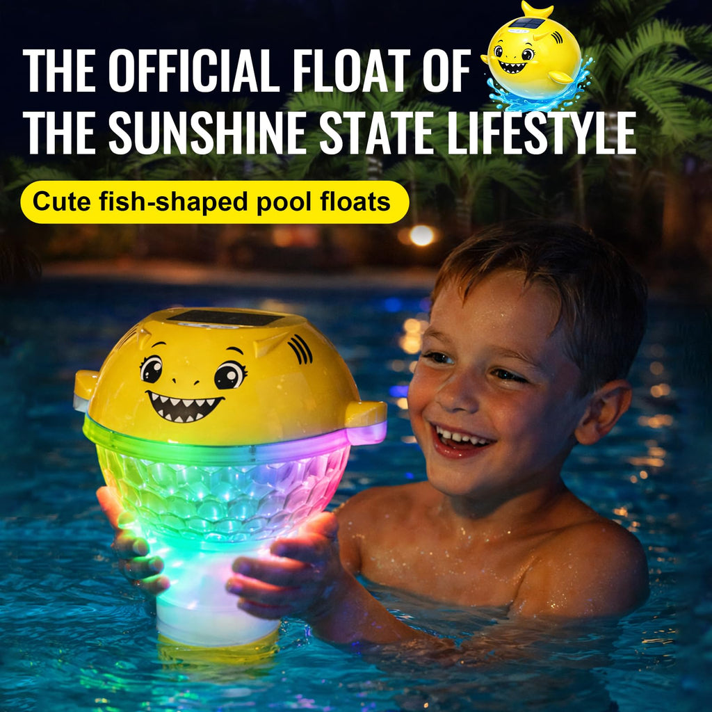 ORAPXI Solar Pool Chlorine Floater with Remote Temperature Monitor & LED Lights - Floating Chlorine Tablet Dispenser for Pool, Hot Tub and Spa