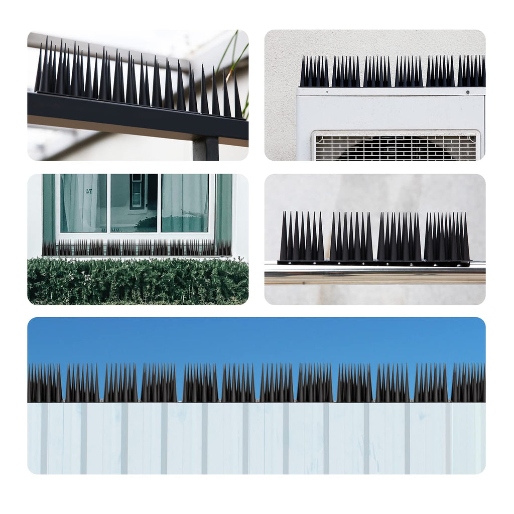 OFFO Bird Spikes Pigeon Outdoor Deterrent Spikes for Cat Keep Birds Raccoon Woodpecker Away Covers 20 Feet(610cm), Black