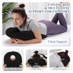 wuwumiline Newly Upgraded Face Down Pillow After Eye Surgery, Prone Pillow with Arm Hole for Face Down Sleeping, Retina and Vitrectomy Lying Pillow, Post Eye Surgery Recovery (Black)