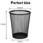 Mesh Pencil Holder Metal Pen Cup Black for Desk, 6 Pack Office Desk Organizer for Business, School & Home
