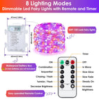 Mlambert 3 Pack 33FT Fairy Lights Battery Operated with Remote and Timer, Dimmable Waterproof 8 Modes Lights for Halloween Christmas-Orange/Purple
