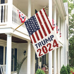 2024 Donald Trump House Flags for Outside 28x40 Double Sided Burlap, Retro style American President Election Yard Lawn Outdoor Decoration Banner Sign Flag DF551-28