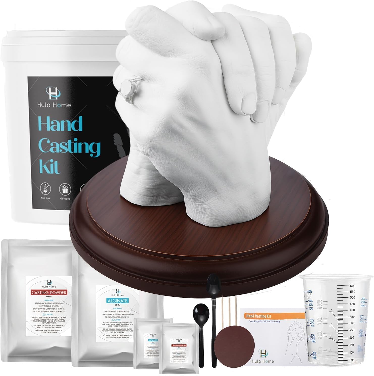 Hula Home Hand Casting Kit for Couples or Family with Mounting Plaque | Anniversary DIY Gifts Her & Him, Keepsake Sculpture Wedding Kids,