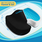 CloudBliss Large Office Chair Seat Cushion, Cooling Gel Enhanced Memory Foam for Long Sitting - Back, Sciatica, Coccyx, Tailbone Pain Relief Pillow - for Wheelchair，Office, Gaming, Car - Black