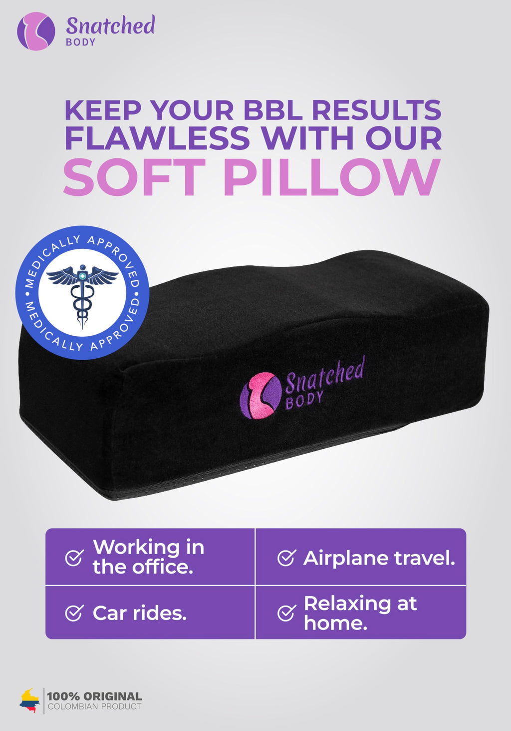 Snatched Body Back Support Post Surgery Soft BBL Booty Pillow After Surgery for Butt Recovery Cushion