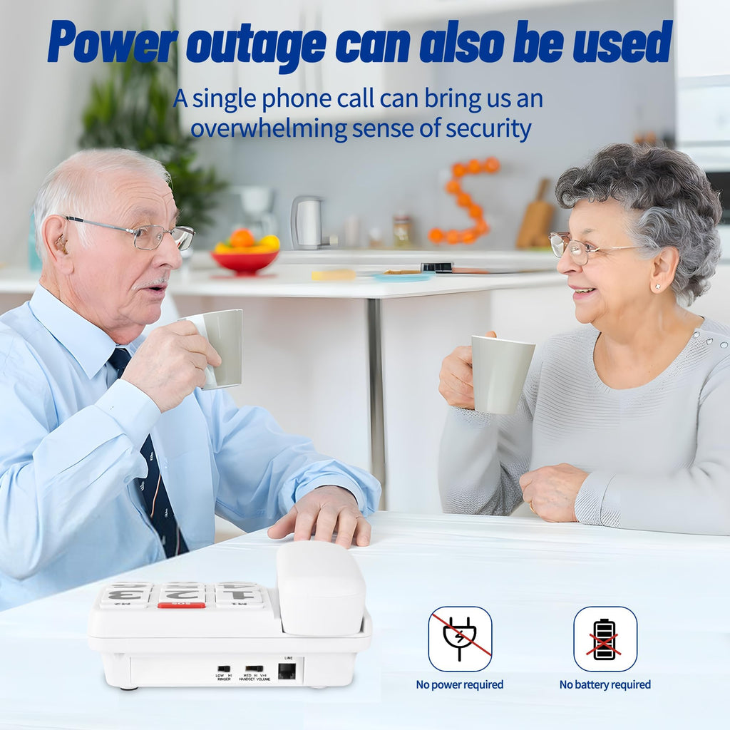 Large Button Phones for Seniors, Land Line Phones for Elderly - Big Button Home Telephone for the Visually Impaired, 110dB+ Amplified Ringer & 90dB+ Handset Volume for the Hearing Impaired House Phone