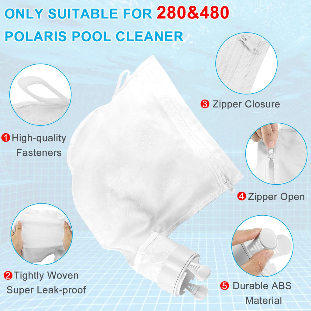 AMI PARTS 3 Pack Pool Cleaner Bags with Zipper, Universal Replacement Leaf Bags Fits for Po.laris 280 480 K13 K16