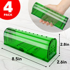Humane Catch and Release Mouse Traps Pack of 4 - Perfect for House, Indoor & Outdoor - Easy Set Durable Mice Traps, Safe for Children, Pets & Humans - Instantly Remove Unwanted Rodents from Your Home