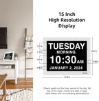 American Lifetime 【New 2024 Dementia Clock Large Digital Clock for Seniors, Digital Clock Large Display, Custom Alarms, Clock with Day & Date for Elderly, Large Number Digital Clock Black, 15 Inch