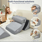 PIASHJOY 4pcs Bed Wedge Pillow for headboard，Elevated Pillows for Sleeping， Foam Wedge for Back Pain Relief and Leg Pain，Pillow Wedge for Acid Reflux Relief and Anti-snoring