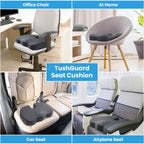 TushGuard Seat Cushion for Office Chair Memory Foam Non-Slip Cushion Back, Relief Chair Pad, Butt Pillow for Office, Car, Computer Desk, Grey, X-Large