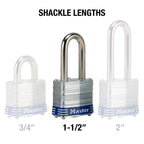 Master Lock 3TLF Laminated Steel Padlock with Key, 2 Pack Keyed-Alike