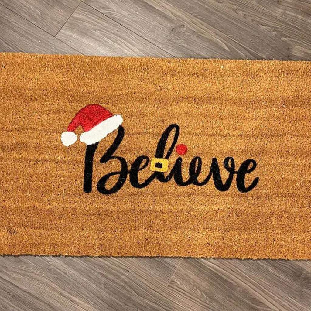 Christmas Stencils 12” Xmas Stencil for Wood Christmas Stencil for Painting Holiday Stencils Merry Christmas Believe Drawing Templates Half Round Stencil for Door Hanger Porch Wreath Home Decor