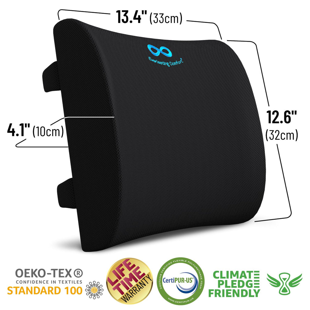 Everlasting Comfort Seat Cushion and Lumbar Support Pillow - Premium Memory Foam Office Chair Cushions for Enhanced Posture, Support, All-Day Comfort - Multi-Use for Car, Desk Chair, Gaming Chair