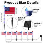 X-GiftKey 4th of July Decorations Outdoor American Flag Lights, 6-Pack Red White and Blue Solar Stars Lights with 6 USA Flags & 30LED,Bright Patriotic Pathway Lights for Memorial Day Yard Lawn Decor