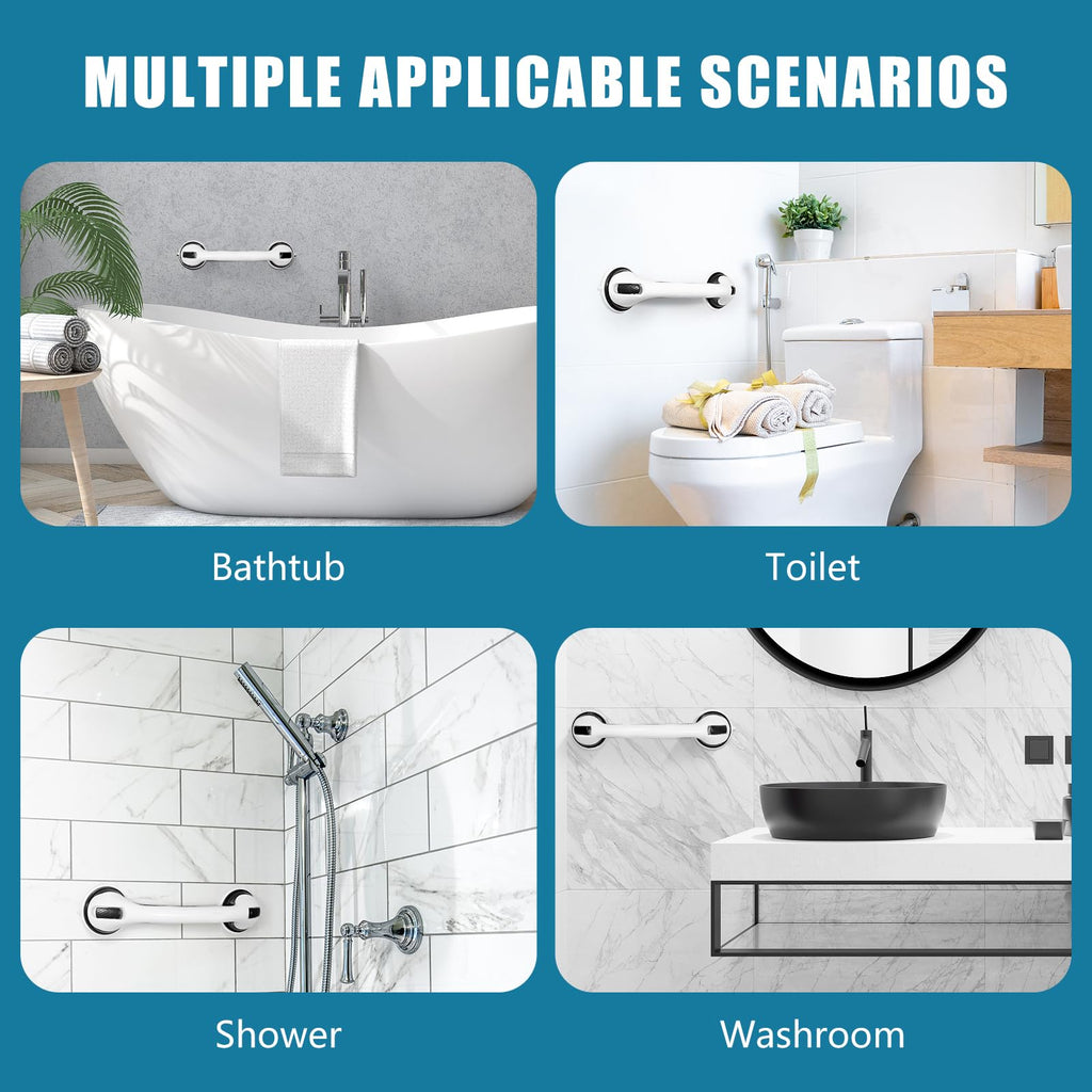 Grab Bars for Bathtubs and Showers, 16 Inch Shower Handle Heavy Duty Suction Cup Grab Bars for Shower Chair, Bathroom Safety Bar for Elderly (Black 1 Pack)