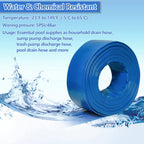 Gonioa 2 inches x 50 FT Heavy-Duty PVC Swimming Pool Backwash Hose, Reinforced Discharge Hose with Clamp for Swimming Pools, Blue