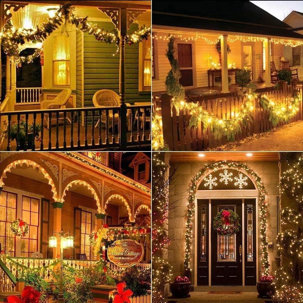 Solar Fairy Lights, 2-Pack Total 80FT 240LED Solar String Lights Outdoor Waterproof 8 Lighting Modes for Patio Fence Party Garden Yard Home Holiday Tree Outdoor Decoration (Warm White)