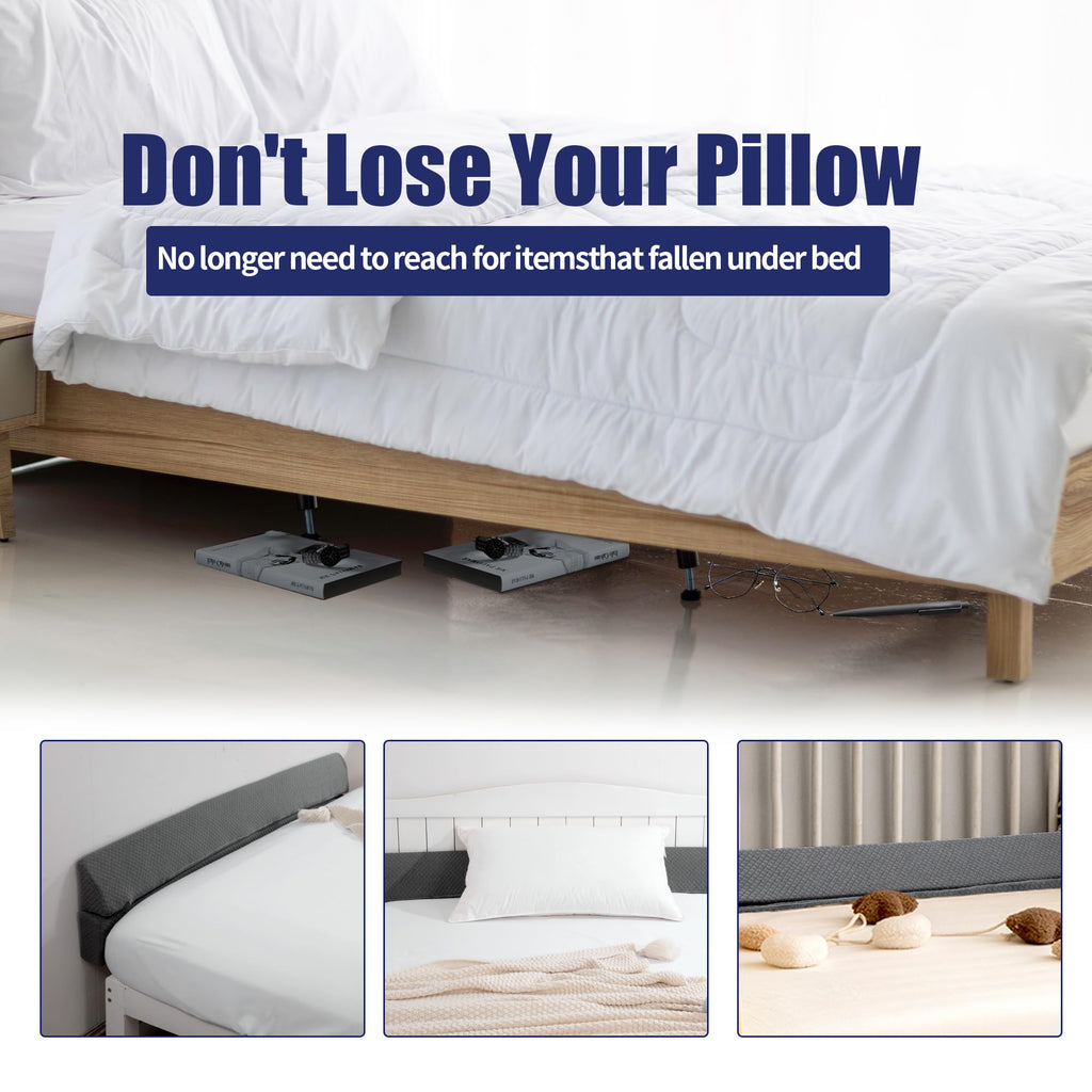 HOMBYS Wedge Pillow Headboard for Bed Gap,Foldable Bed Wedge Gap Filler Full Size,Matterss Gap Filler,Multi Functional Bed Crack Pillow, Fill The Gap (0-7") Between Your Headboard and Mattress,Grey