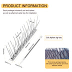 OFFO Bird Spikes Pre-Assembled for Pigeons Birds, Cover 10 Feet Durable Bird Spikes with Stainless Steel for Fence Roof Mailbox Window