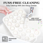 AOTASO 2 Pcs Silicone Mini Muffin Pan With Metal Frame, 24 Cups Nonstick Cupcake Tray for Baking, Small Muffin Molds with Handles (Cream)