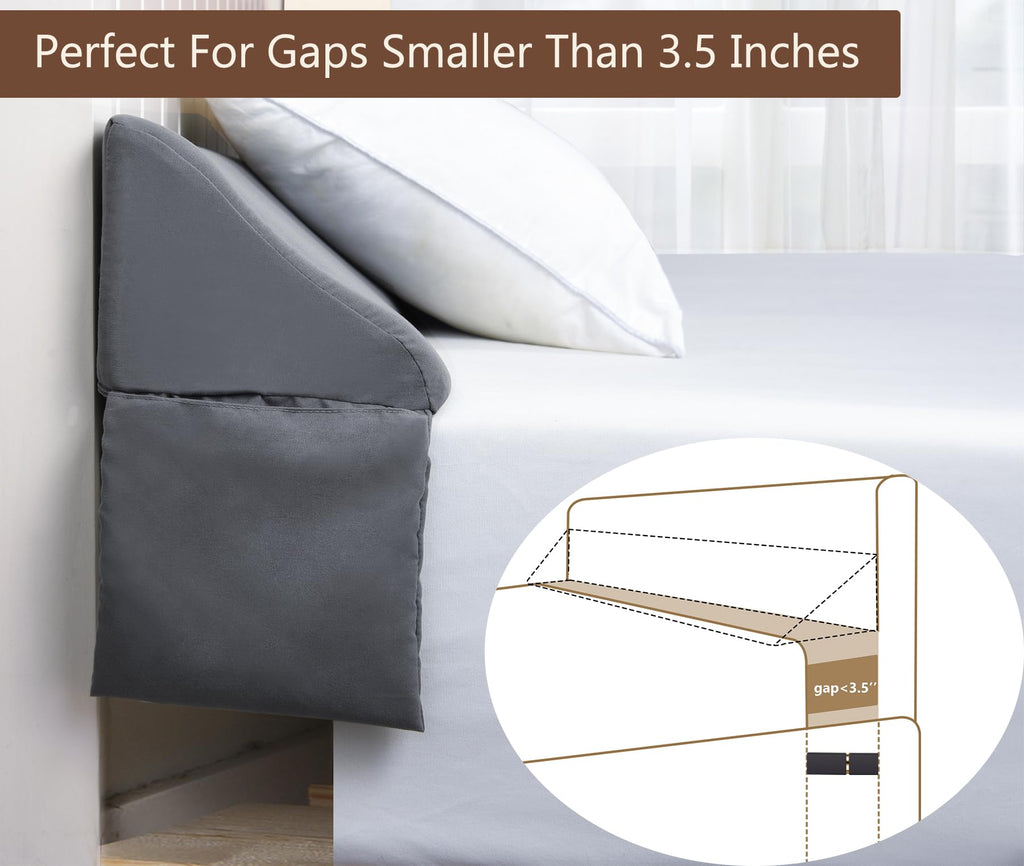 Vekkia King Pillow Wedge for Headboard Gap,Bed Gap Filler/Mattress Wedge Crack Filler,Close 0-3.5" Gap, Between Headboard and Mattress,Gray
