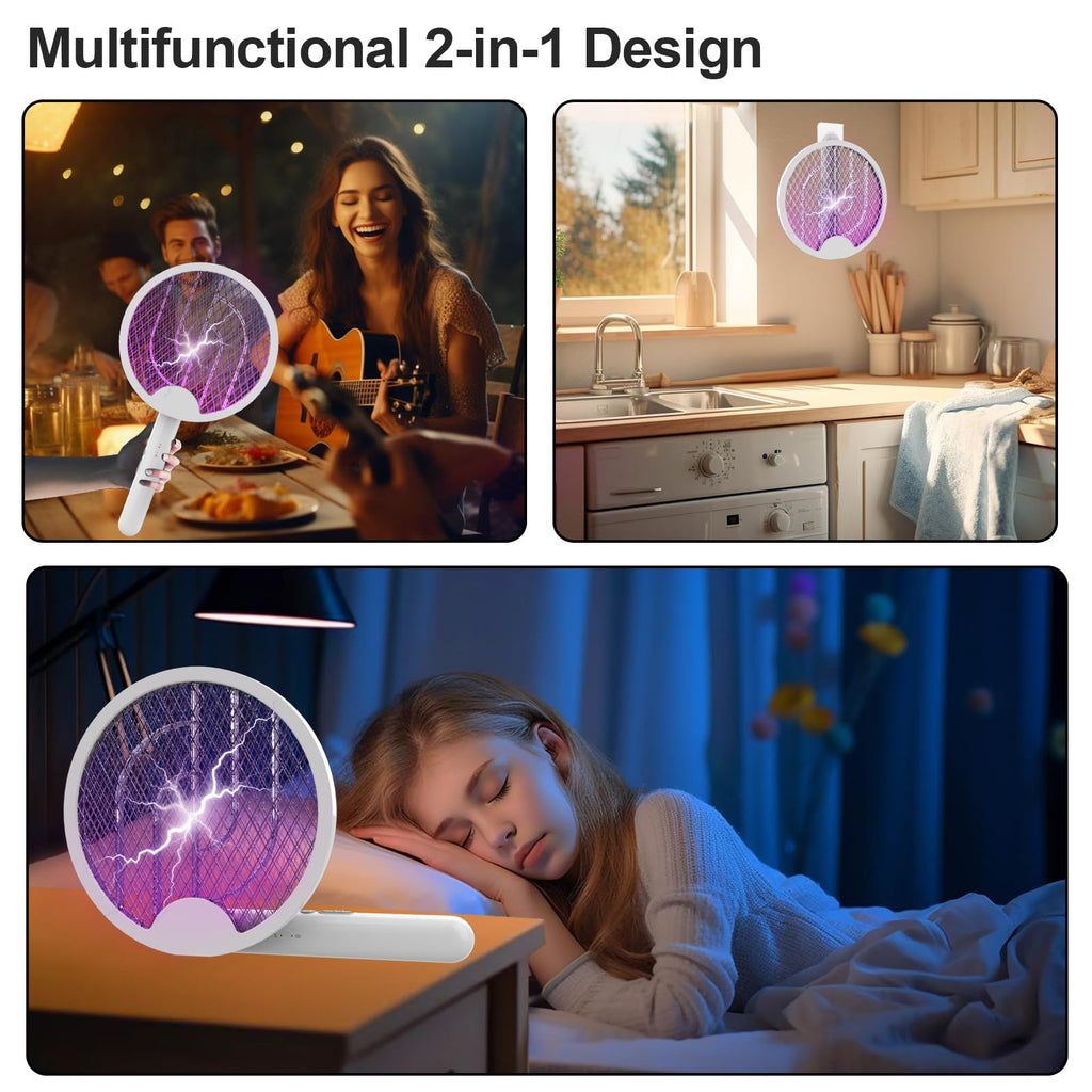 iHave Electric Fly Swatter, 2-in-1 Bug Zapper for Home Indoor and Outdoor Use, Rechargeable Dual Modes Mosquito Zapper, Say Goodbye to Bugs in Your Bedroom, Kitchen, Backyard, Patio and Camping