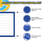 Pool Volleyball Net Replacement, Heavy Duty PE Net with Adjustable Length 15-30 FT, Waterproof Oxford Border for Outdoor In-Ground & Above Ground Pools, Includes Carabiners & Storage Bag (Blue)