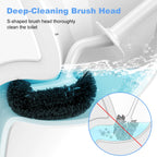 Toilet Bowl Brush Holder Set: Curved Design with Holder for Deep Cleaning Under Rim - Compact Hidden Scrubber for Small Space - Modern RV Bathroom Accessories - White 1 Pack
