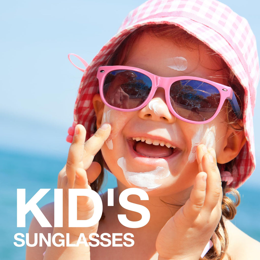 Kids Sunglasses Polarized UV Protection Flexible Rubber Glasses Shades with Strap for Boys Girls Pink
