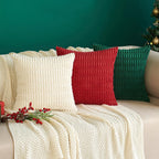 MIULEE Pack of 2 Corduroy Decorative Throw Pillow Covers 12x20 Inch Soft Boho Striped Pillow Covers Modern Farmhouse Christmas Home Decor for Sofa Living Room Couch Bed Cream White