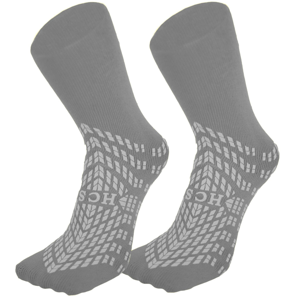 HCS Bariatric Hospital Socks with Grips for Women & Men (6 Pairs) - Non Slip Socks for Elderly/Non Skid Socks for Seniors - Fall Risk Patient Slippers (Gray, Bariatric)