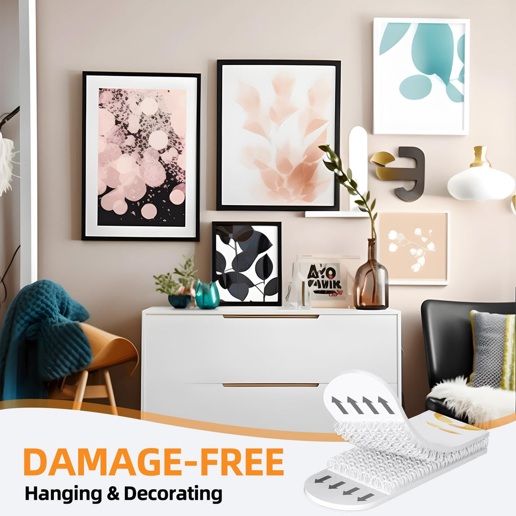 SummerBrite Picture Hanging Strips 80 Strips, Damage Free Removal, Wall Poster Picture Hangers Without Nails, Sticky Hook & Loop Adhesive Strips for Poster/Picture/Home/Office, 40 Pairs/Medium, White